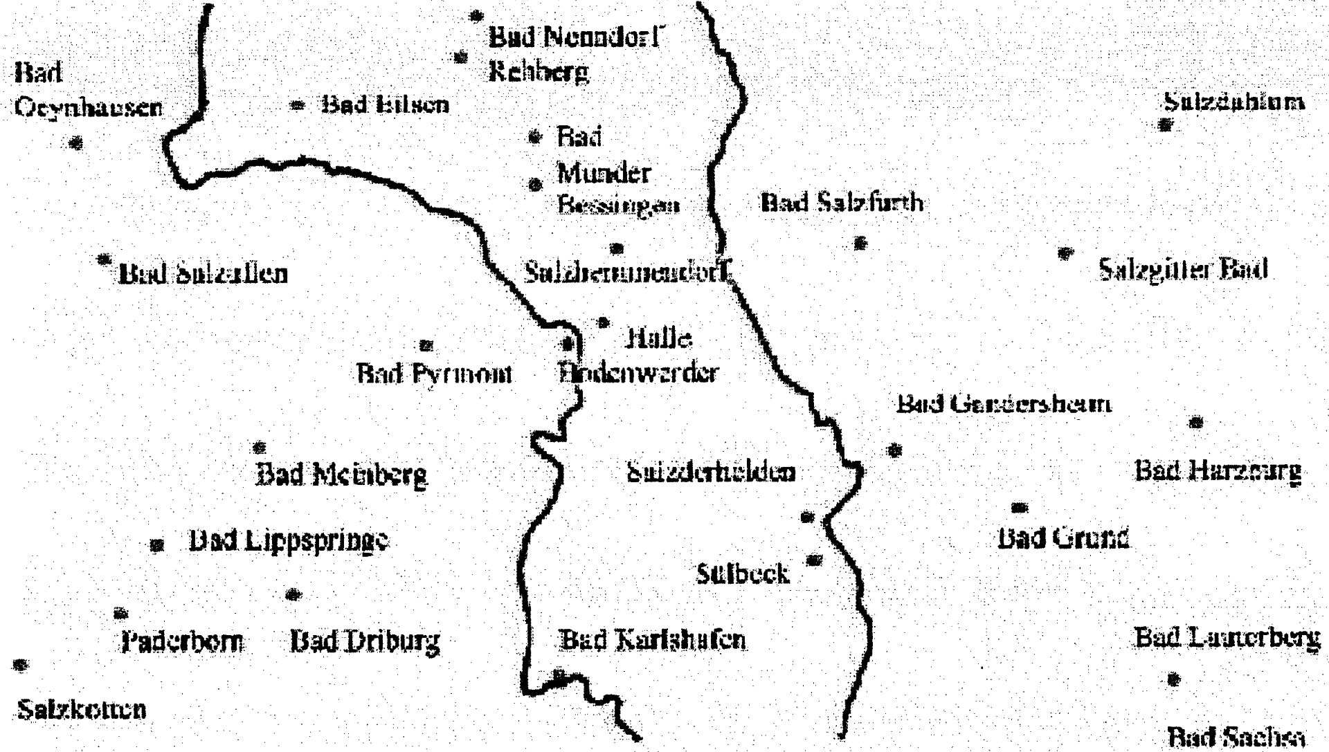 Karte von Orten mit Salzquellen